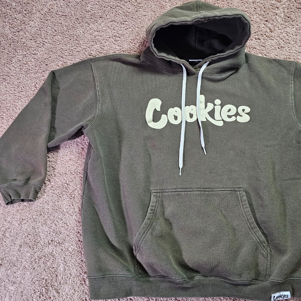 Cookies Original Hoodie Mens XL Green Fleece Pullover Streetwear Sweatshirt - Picture 8 of 11